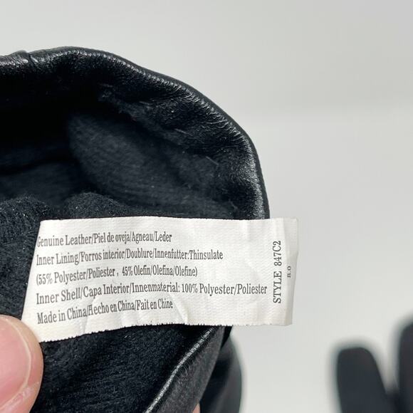 Isotoner Womens Leather Gloves Black Tie Knot - Picture 10 of 11